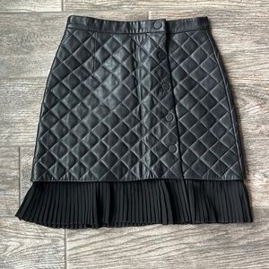 Sandro black leather quilted skirt
